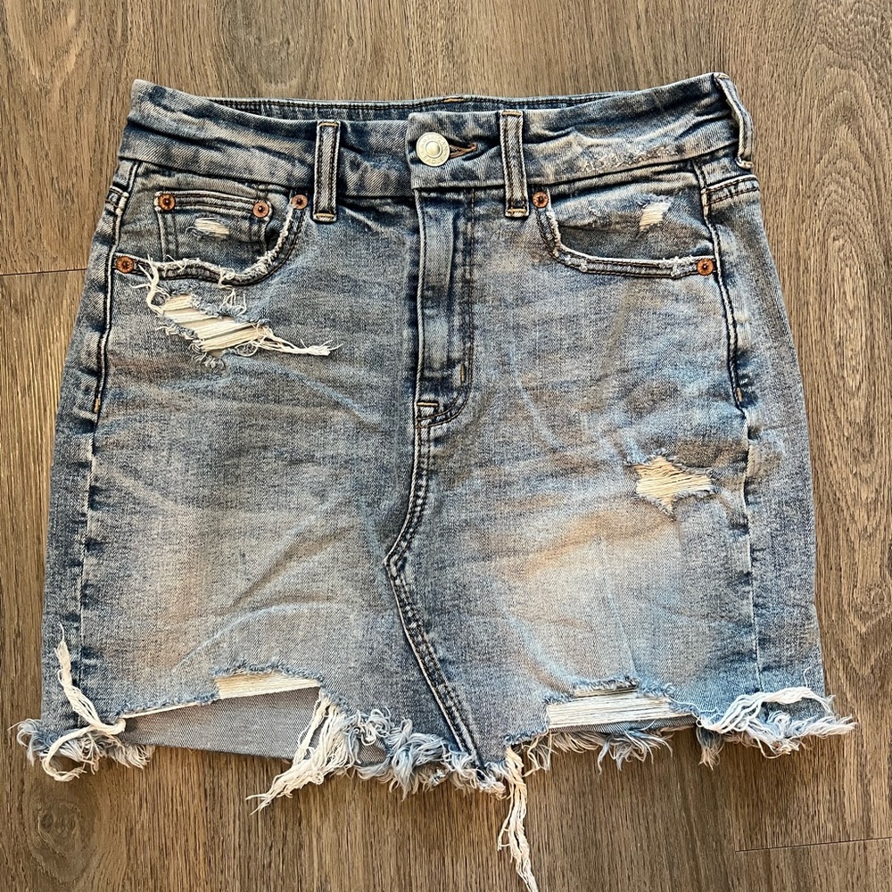 AEO Curvy Highrise Denim Mini Skirt